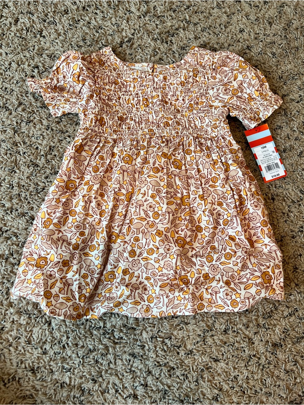 NWT Toddler Fall Floral Smocked Dress - 18 Months